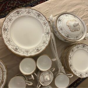 Noritake White and Gold Floral Dinnerware Set